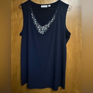 Susan Graver Navy Embellished Tank Top